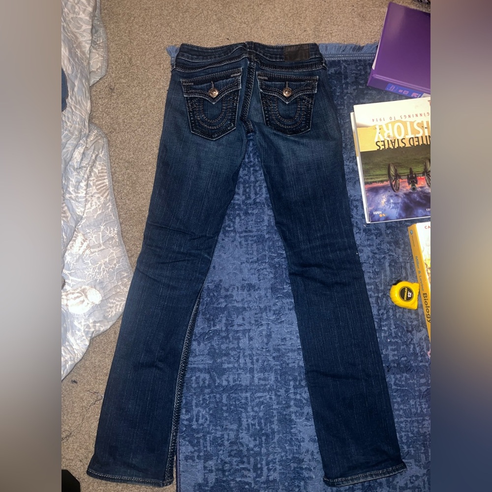 True Religion Billy Super QT Vintage Womens Jeans Low Rise UNALTERED INSEAM